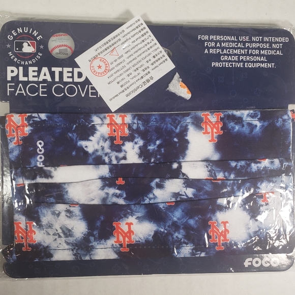 NWT Unisex New York Mets FOCO Pleated Face Mask - Picture 2 of 8
